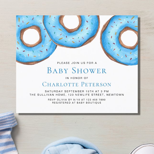 Budget Blue Donuts Boy's Baby Shower Invitation (Creator Uploaded)