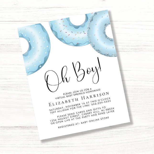 Budget Blue Donuts Oh Boy Virtual Sprinkle Invite (Creator Uploaded)
