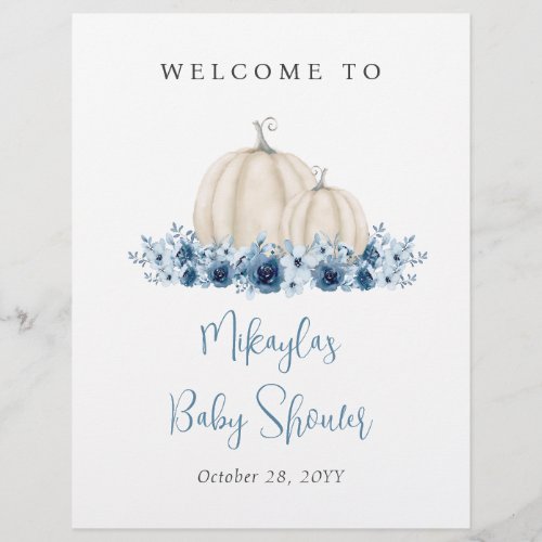 Budget Blue Fall Pumpkin Baby Shower Welcome Sign