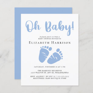 Budget Blue Feet Boy Baby Shower Invitation