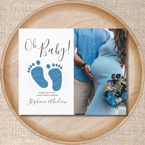 Budget Blue Feet Couples Baby Shower Invitation