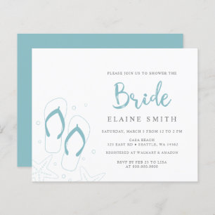 Budget Blue Flip Flops Beach Bridal Shower Invite