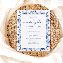 Budget Blue Floral Bridal Shower Invitation