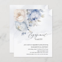 Budget Blue Floral Engagement Party Invitations