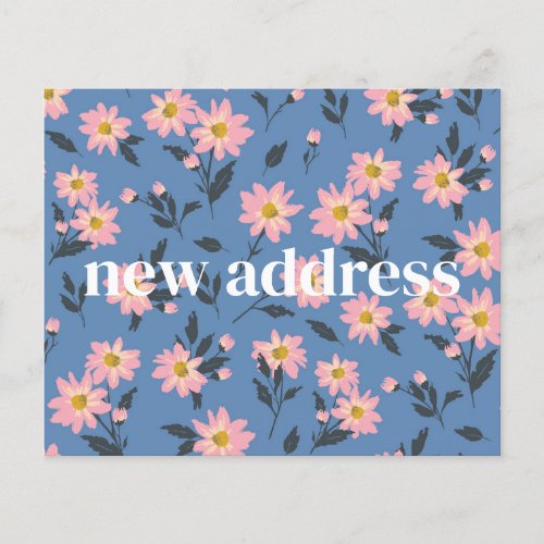 Budget Blue Floral We Moved New Home Moving Card