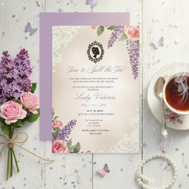 Budget Blue Florals Bridgerton Birthday Party Invitation (Creator Uploaded)