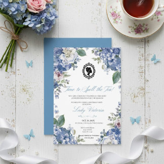 Budget Blue Florals Bridgerton Birthday Party Invitation