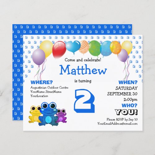 Budget Blue Frog Boys Birthday Invitation