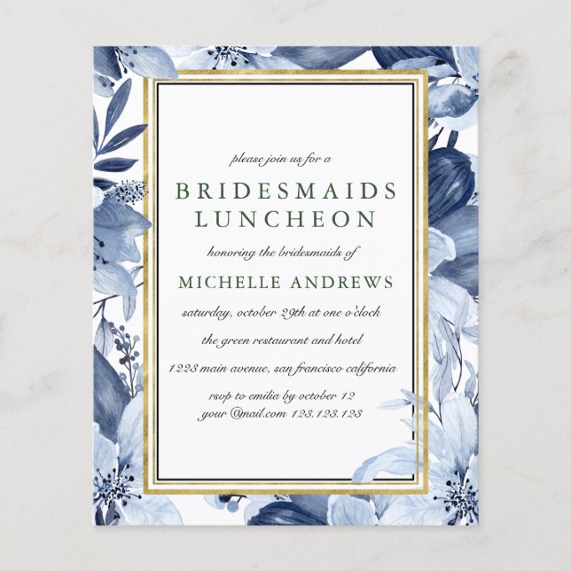 BUDGET Blue Garden  Bridesmaids Luncheon Wedding (Front)