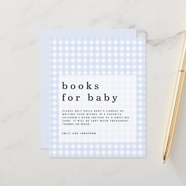 Budget Blue Gingham Books for Baby enclosure (Front/Back In Situ)