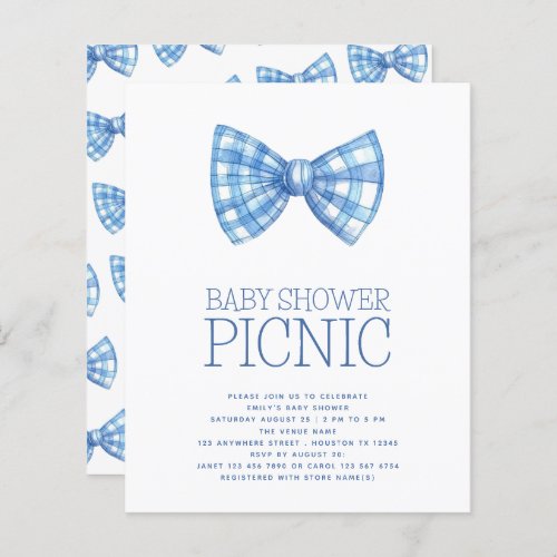 Budget Blue Gingham Bow Tie Baby Shower Picnic