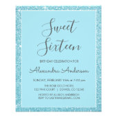 Budget Blue Glitter Sweet Sixteen Birthday Flyer (Back)