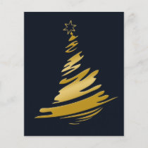 Budget Blue Gold Christmas Tree Holiday Card