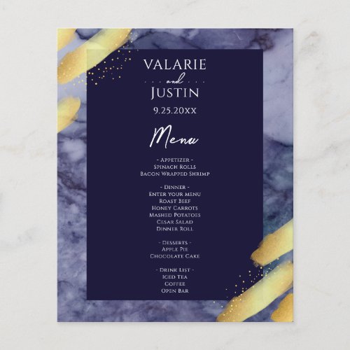 Budget Blue Gold Paint Marble Wedding Flyer