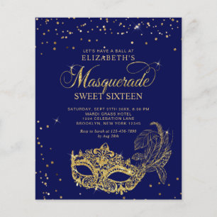 BUDGET Blue Gold Photo Masquerade Sweet 16