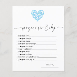 Budget Blue Heart Prayers for Baby Shower Card