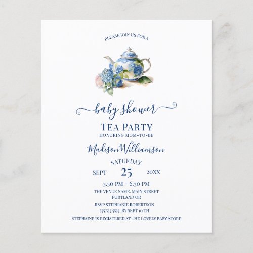 Budget Blue Hydrangea Baby Shower Tea Party 