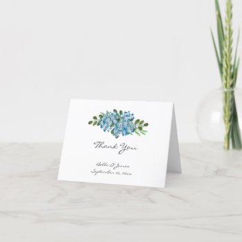 Budget Blue Hydrangea Wedding Thank You Card by FancyMeWedding at Zazzle