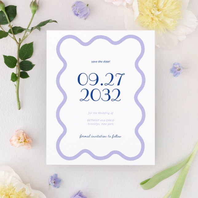 BUDGET Blue Lavender Wave Scallop Border Wedding (Creator Uploaded)