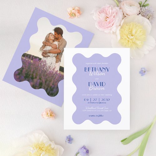 BUDGET Blue Lavender Wave Scallop Photo Wedding