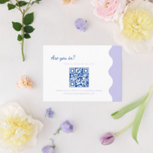 BUDGET Blue Lavender Wave Scallop QR Code Wedding Enclosure Card