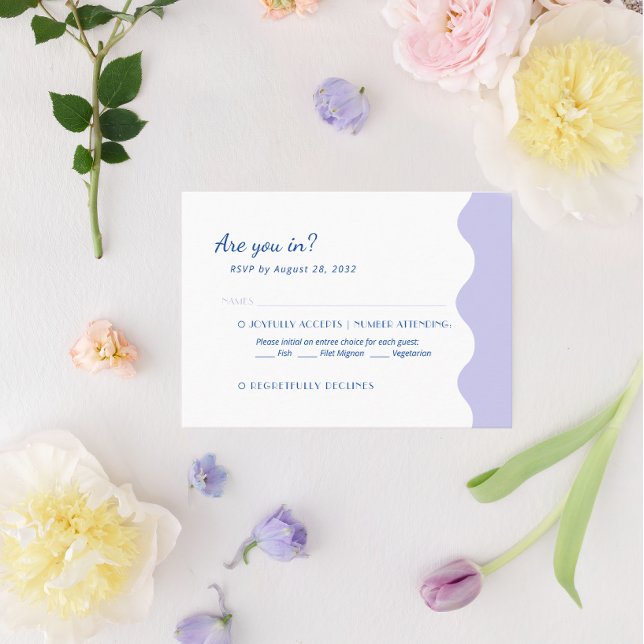 BUDGET Blue Lavender Wave Wedding Entree Rsvp Enclosure Card (Creator Uploaded)