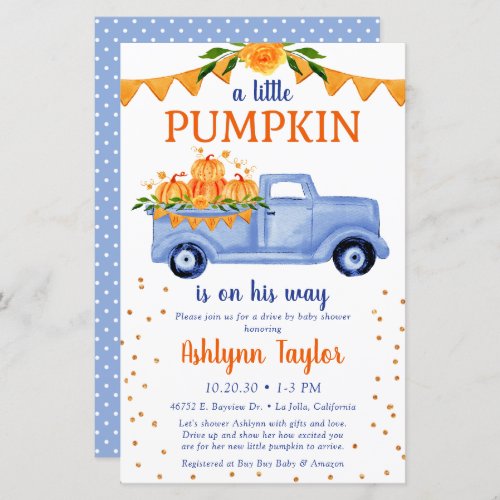 Budget Blue Little Pumpkin Drive By Baby Shower