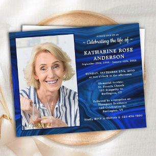 Budget Blue Marble Memorial Funeral Invitation