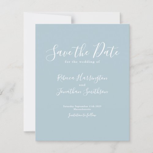 Budget Blue Modern Wedding Save The Date Invite