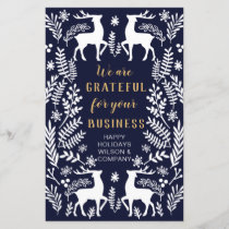 Budget Blue Nordic Reindeer Business Holiday Card