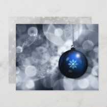 Budget Blue Ornament Business Holiday Card