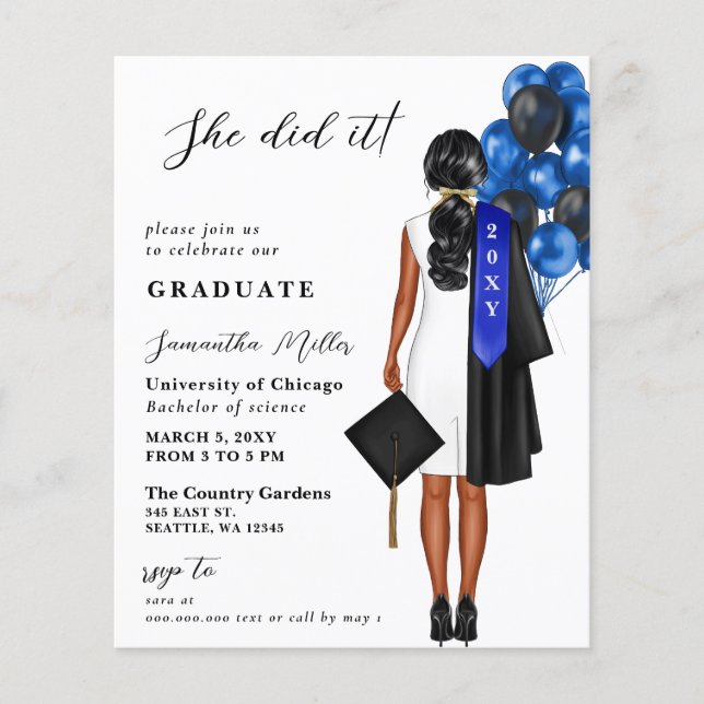 Budget Blue Photo She Did It Graduation (Front)