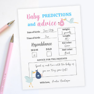 Budget Blue Pink Baby Predictions Advice Quiz Game
