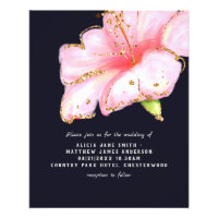Budget Blue Pink Gold Floral Wedding Invitations Flyer