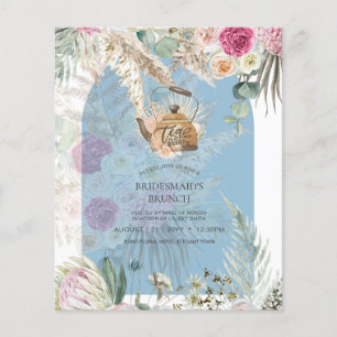 BUDGET Blue Pink Pampas Grass Tea Party Shower Flyer
