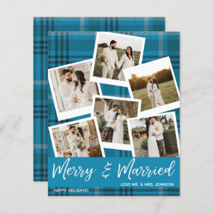 Budget Blue Plaid Multi Photo Married & Merry