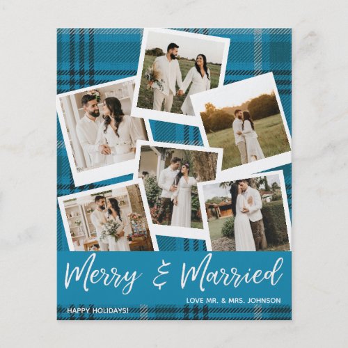 Budget Blue Plaid Multi Photo Married  Merry Flyer