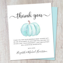 Budget Blue Pumpkin Baby Boy Shower Thank You Card