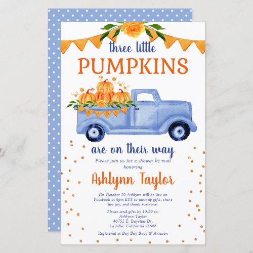 Budget Blue Pumpkin Truck Triplets Shower By Mail