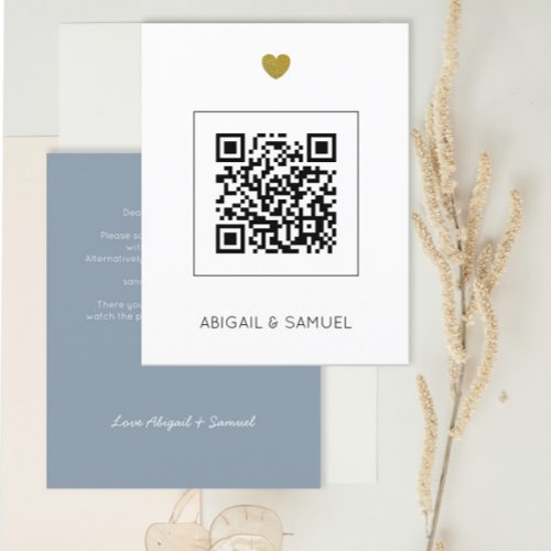 Budget Blue QR Code All in One Wedding Invitation