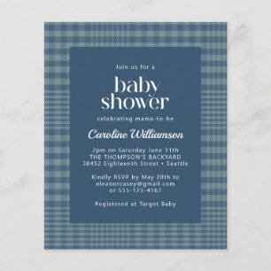 Budget Blue Retro Glen Plaid Baby Shower