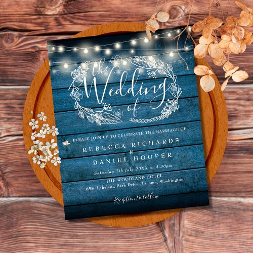 Budget Blue Rustic Wood String Light Wedding