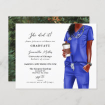 Budget Blue Scrubs Nurse Photo Graduation Invite