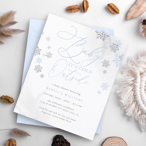 Budget Blue  Silver Snowflake Winter Baby Shower