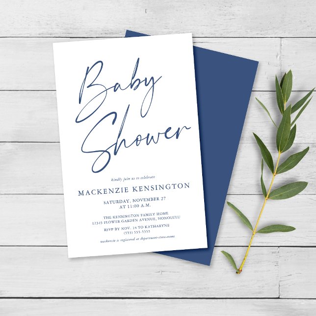 Budget Blue Simple Script Baby Boy Shower FLYER (Creator Uploaded)