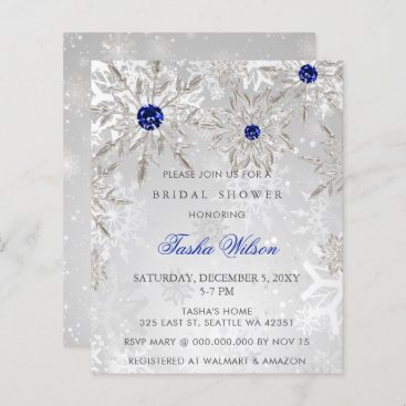 Budget Blue Snowflake Bridal Shower Invitation