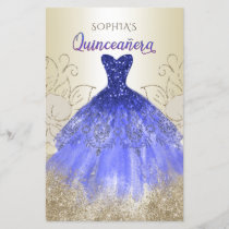 Budget Blue Sparkle Dress Quinceañera Invitation