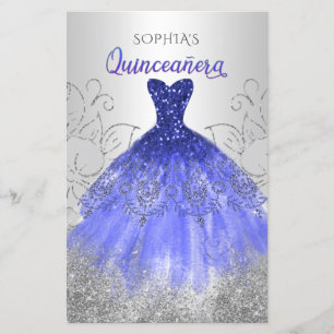 Budget Blue Sparkle Dress Quinceañera Invitation
