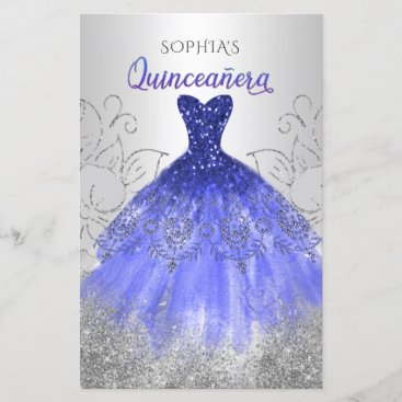 Budget Blue Sparkle Dress Quinceañera  Invitation
