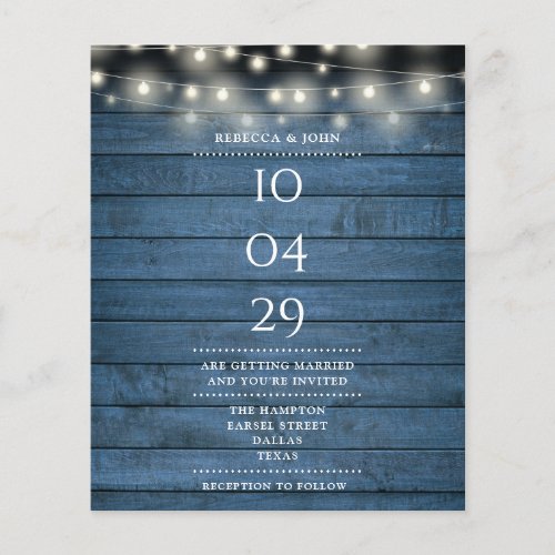 Budget Blue String Lights Date Wedding Invitation